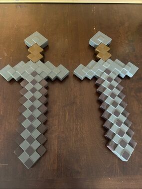 Set of Two Minecraft Netherite Swords with sound in Gray and Brown
